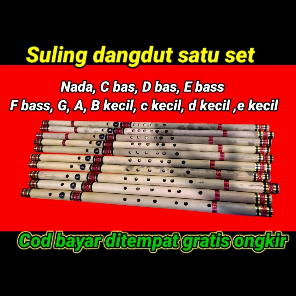 Jual Suling Bambu satu set Nada C bass, D bass, E bas, F bas, G, A, B ...