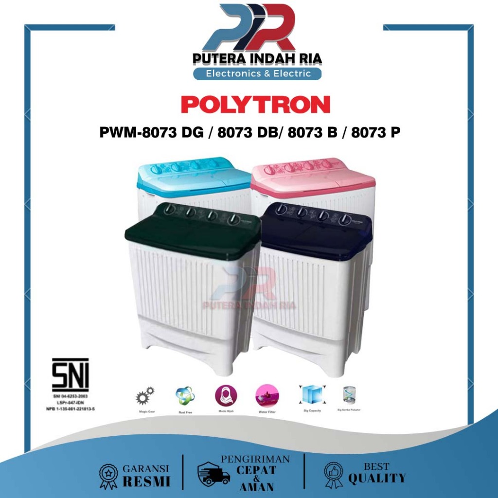 Jual Mesin Cuci POLYTRON 2 Tabung 8Kg PWM-8073 DG-DB-B-P / PWM 8073 P ...
