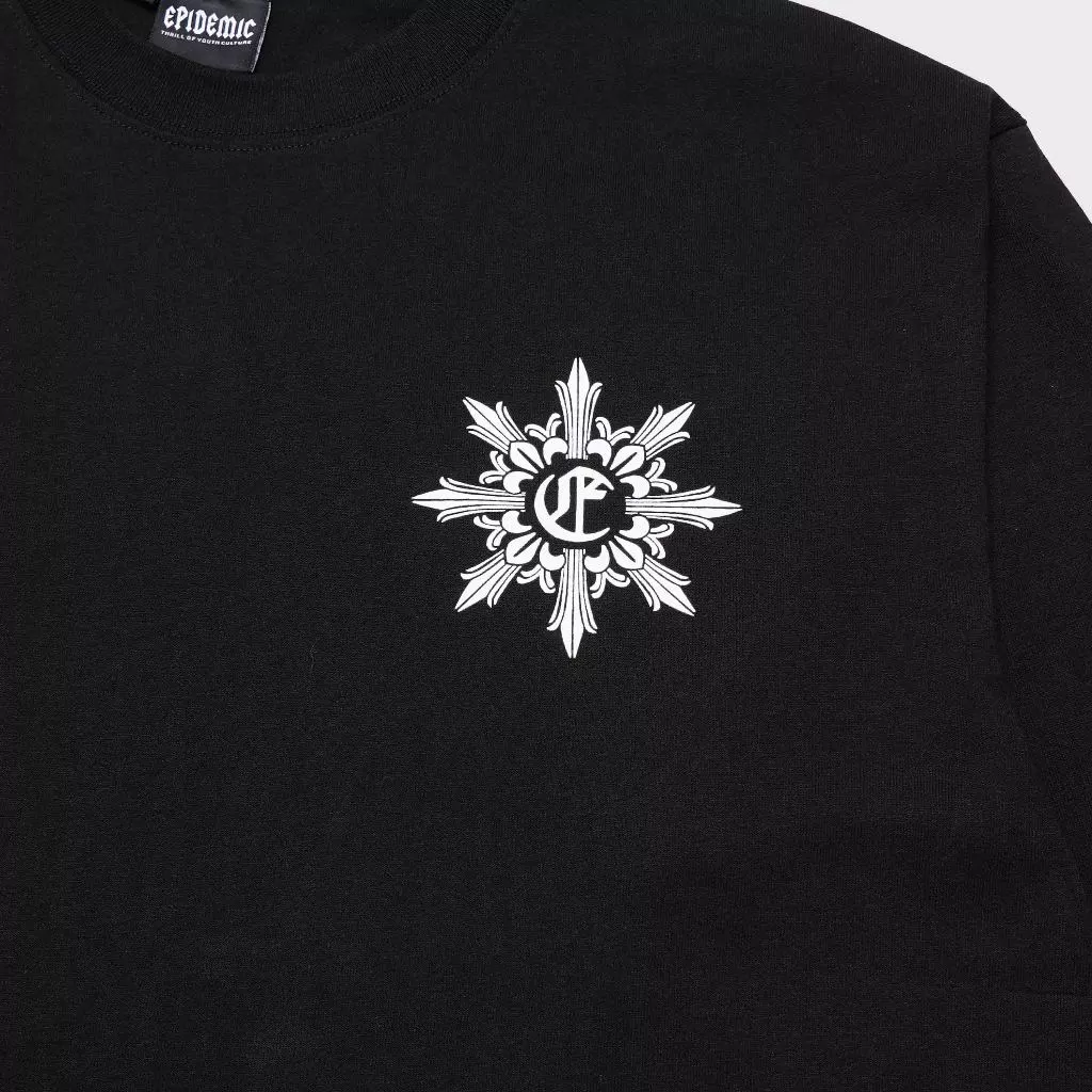 Epidemic Longsleeve T-Shirt Hitam – American Cotton 20s 200 GSM Premium foto 4