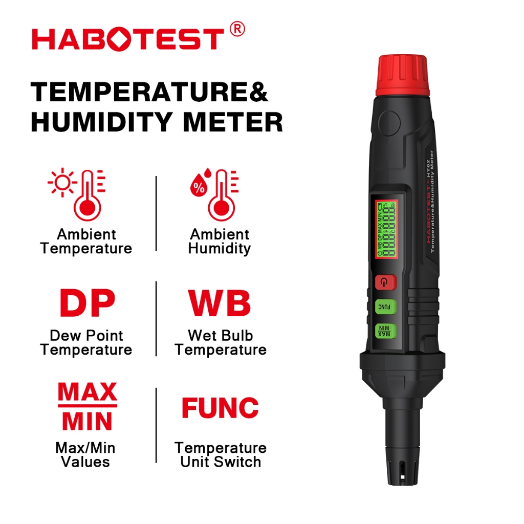 Jual HABOTEST HT62 Termometer & Higrometer 4-in-1 Digital ...