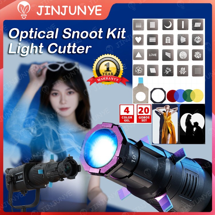 Jual Optical Snoot Kit Light Cutter Projector Attachment With 20 Gobo ...