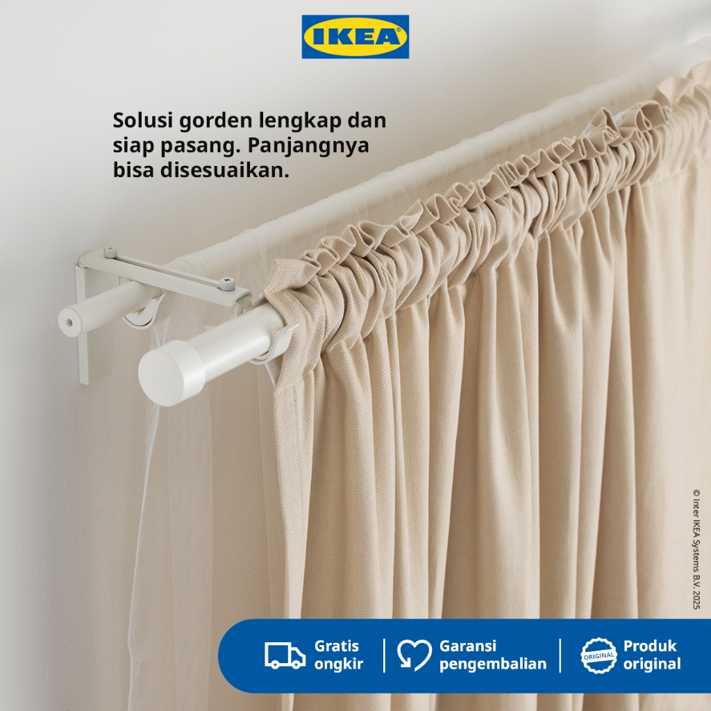 Jual IKEA RACKA/HUGAD Kombinasi Batang Gorden Putih 120-210cm | Shopee ...