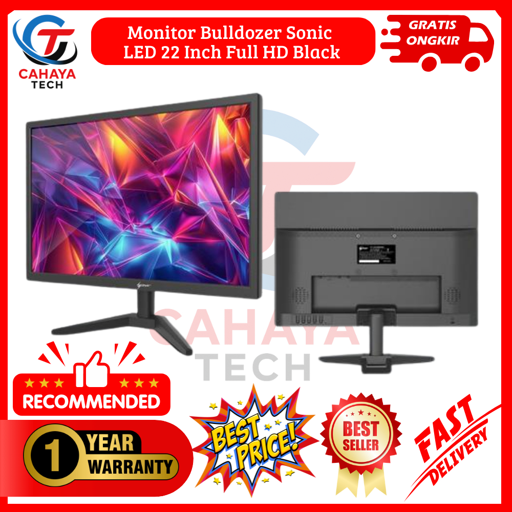 Jual Monitor PC LED Bulldozer Sonic 22 Inch Full HD Black | Shopee ...