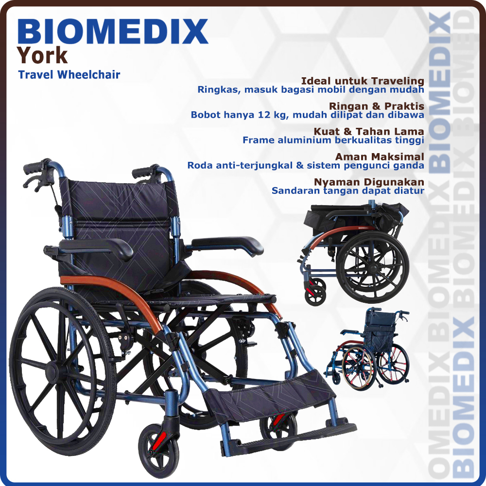 Jual Kursi Roda Travel Aluminium BIOMEDIX York Ringan, Stylish, Velg ...