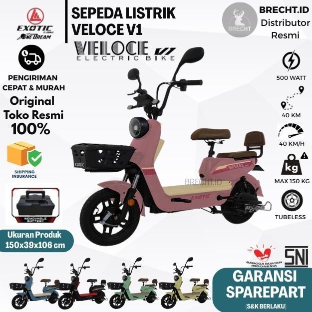 ( BARANG READY ) Sepeda Listrik Electric Bike Exotic Veloce V1 By Pacific New Series 500 Watt