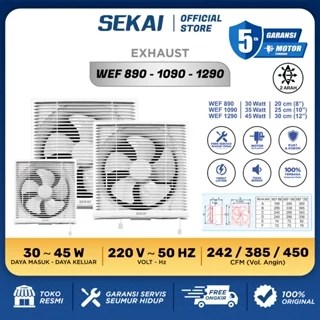 SEKAI  Exhaust Fan Dinding Kipas Angin Hexos Tembok 6 Inch / 8 Inch / 10 Inch / 12 Inch - WEF 691 / WEF 890 / WEF 1090 / WEF 1290 / WEF 882 / WEF 1082 / 1282