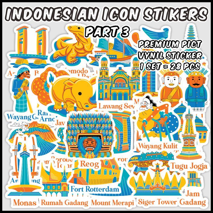 Jual [1 pack] indonesian Icon Stickers 3 (Stiker Ikon Indonesia 3 ...
