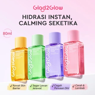 Glad2Glow Toner Complete Series 80ml-Brighten/Acne Toner/Barrier/Exfoliating toner-Skincare toner badan face mist hydrating toner centella toner wajah eksfoliasi water g2g toner hydrating gloglowing brightening exfoliasi glycolic madeca g2g official store