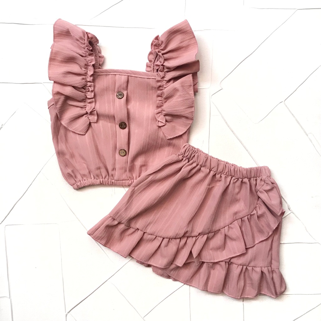 Jual Baju setelan newborn bayi 0 6 bulan rok prisket ruffle anak bayi
