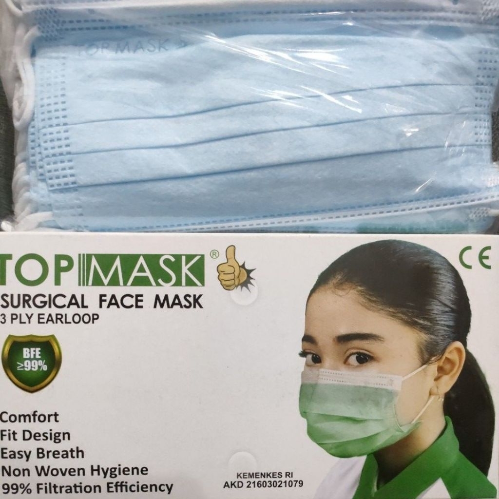 Jual masker medis 3 ply top mask Kemenkes AKD | Shopee Indonesia