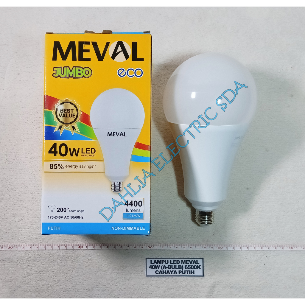 Jual LAMPU LED 40W (A-BULB) MEVAL CAHAYA PUTIH | Shopee Indonesia
