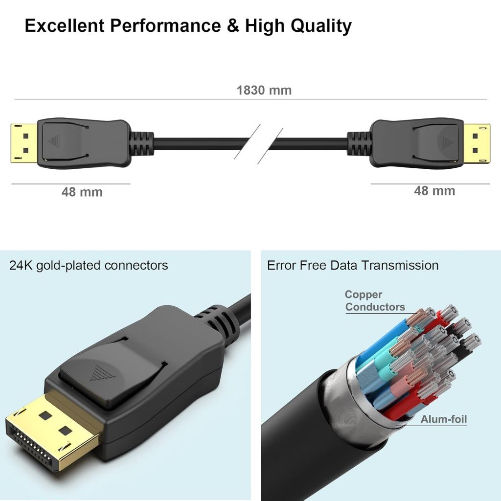 Jual DISPLAYPORT TO DISPLAYPORT 1.8METER / KABEL DISPLAYPORT 1.8METER ...