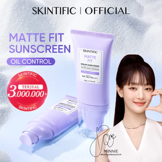 SKINTIFIC - Matte Fit Serum Sunscreen 50ml SPF 50+ PA++++ For Acne & Oily Skin | Oil Control Cepat Menyerap Fast-Absorbing Skin Sunscreen Aqua Sunblock Badan Sun Stick Barrier Brightening Whitening Wajah Melindungi