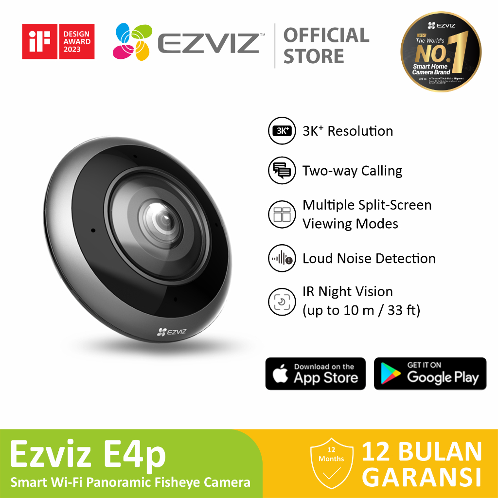 Jual Ezviz E4p 6MP 3K+ Smart Home Wi-Fi Camera Panoramic Fisheye CCTV ...