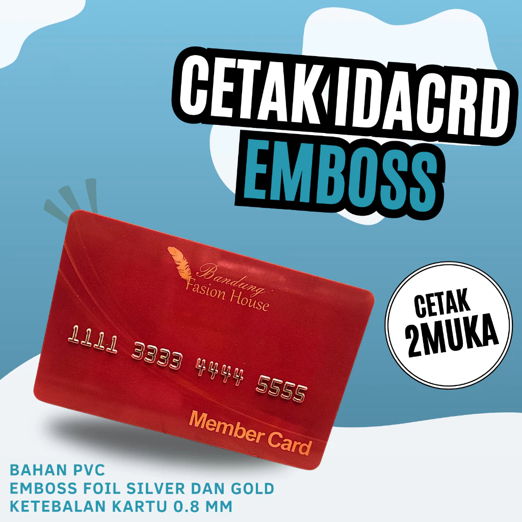 Jual Cetak Kartu Emboss Cetak IDcard Emboss HURUF TIMBUL member card ...