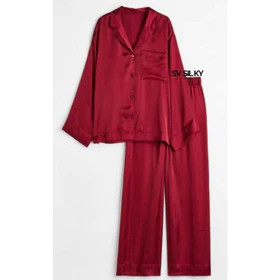 SV Silky Piyama Satin Baju Tidur Wanita Dewasa Lengan Panjang Celana Panjang Wanita Satin