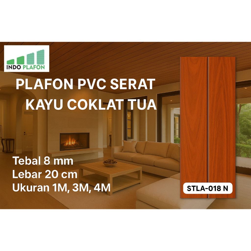 Jual plafon pvc serat kayu merah nat doff laminated STLA 18 Nat & Rata ...