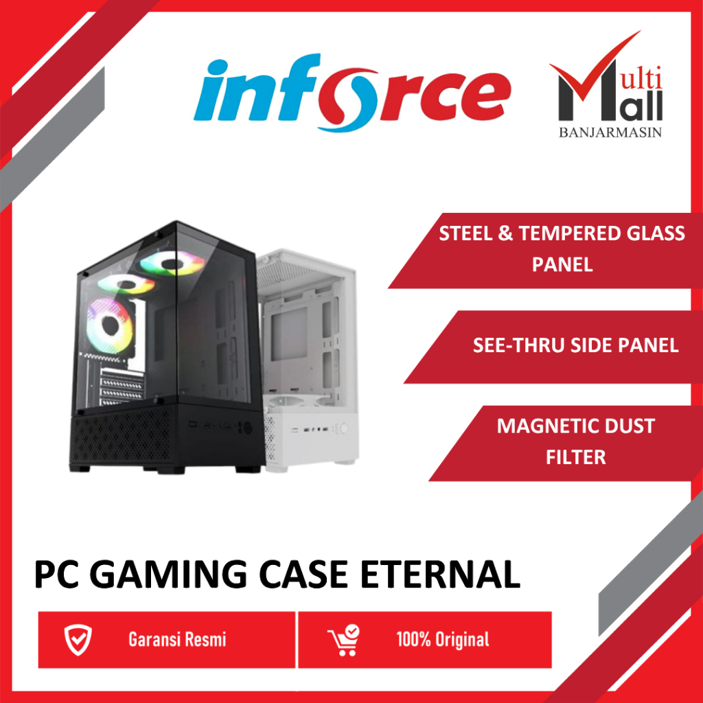 Jual INFORCE PC GAMING CASE ETERNAL TEMPERED GLASS BLACK / WHITE - YIN ...