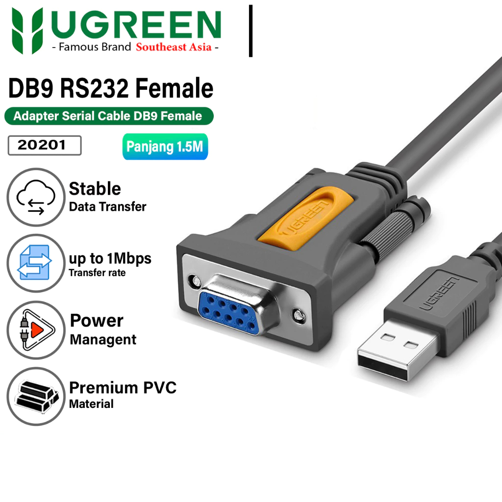Jual UGREEN 20201 Kabel USB to RS232 DB9 Serial Converter Adapter 1.5M ...