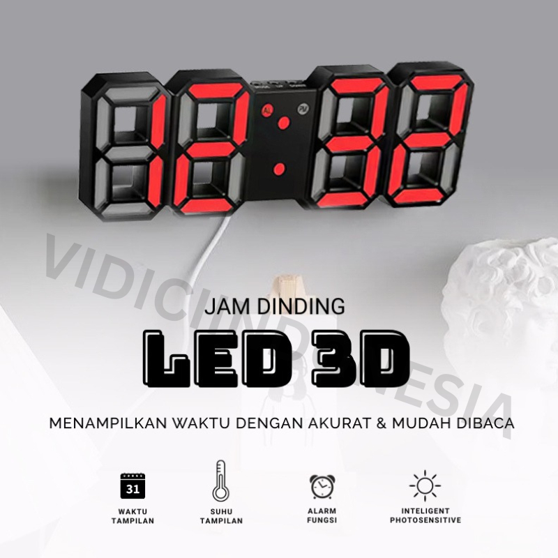 Jual Jam Meja LED 3D Jam Dinding Digital LED 3D Bentuk Angka Modern ...