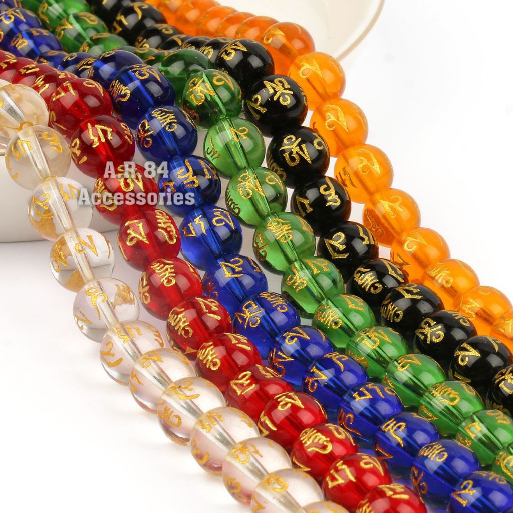 Jual COD Manik Batu Tibet Mantra Beads Agate Oak Guru Om Mani Padme Hom ...