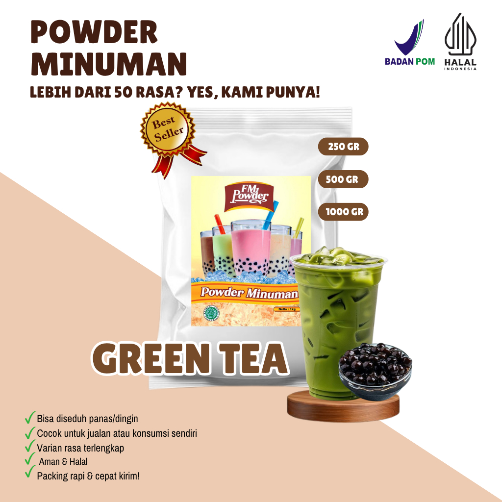 Jual GREEN TEA FM Powder Drink - Bubuk Minuman Instan Varian Rasa Buah ...
