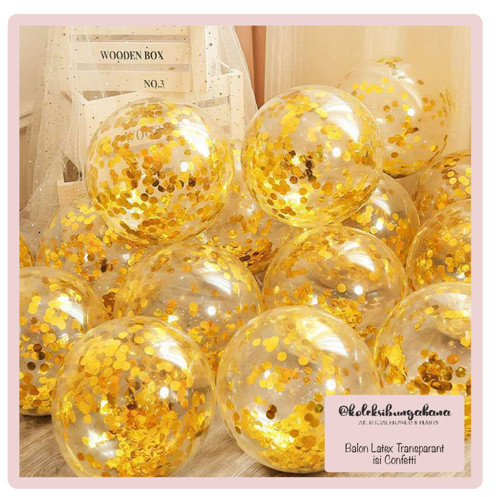 balon ulang tahun isi 10pcs dekorasi transparant confetti latex warna warni 12 inch pesta dewasa acara birthday tunangan lamaran anniversary propose baby shower