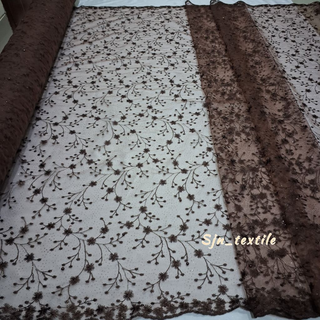 Jual PROMO!! Kain Tile Akar Mutiara Gliter / Bahan Brokat Gliter ...