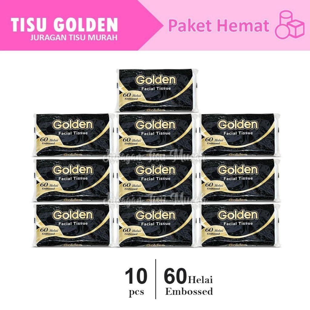 Jual Tisu golden 60 helai - paket 10 pcs - tisu saku halus lembut ...
