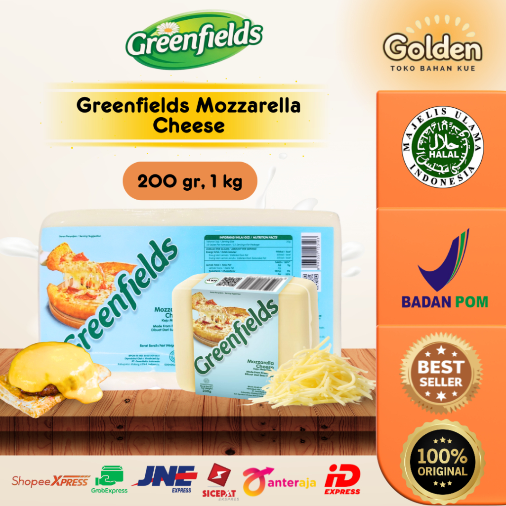 Jual Greenfields Mozzarella Cheese 200 gr, 1 Kg / Keju Mozzarella ...