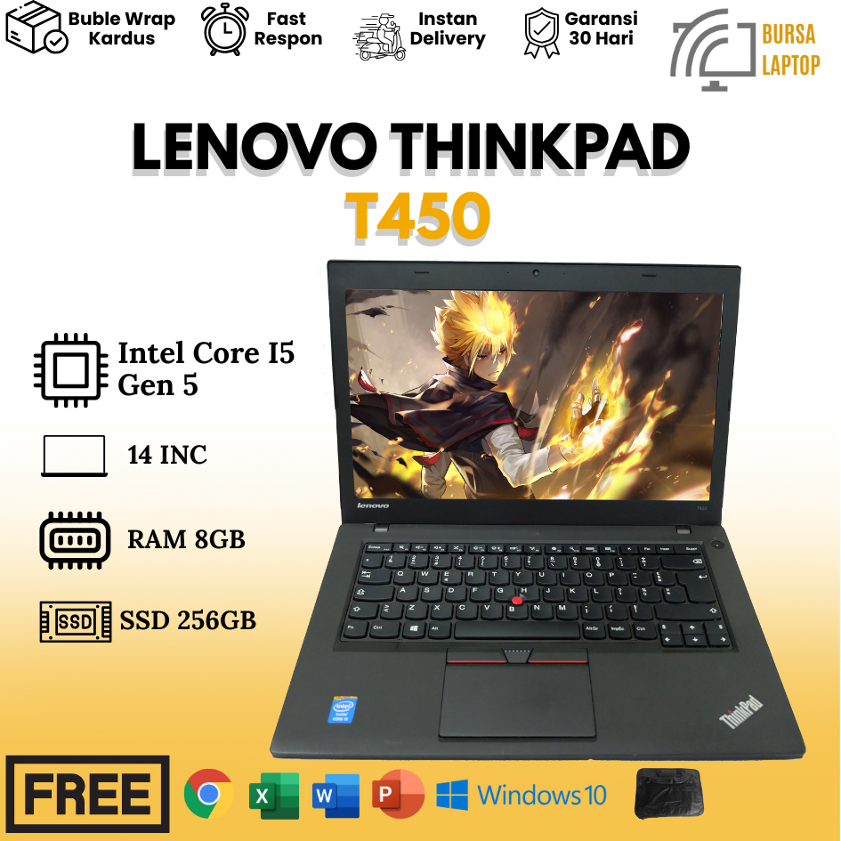 Jual Lenovo Thinkpad T450 Intel Core I5 Gen 5 Ram 8gb Ssd 256gb Siap ...