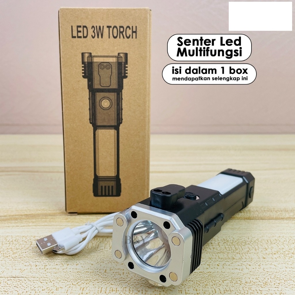 Jual Senter LED Torch lampu Emergency Maghnet 4 Mode 007 daya 3W ...
