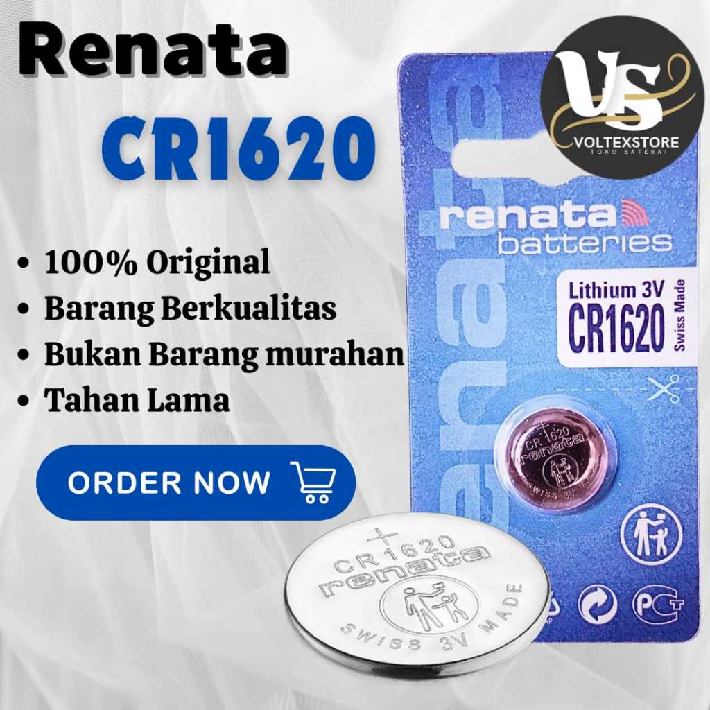 Jual Baterai RENATA CR1620 Lithium Battery 3V Original Batre Remote ...