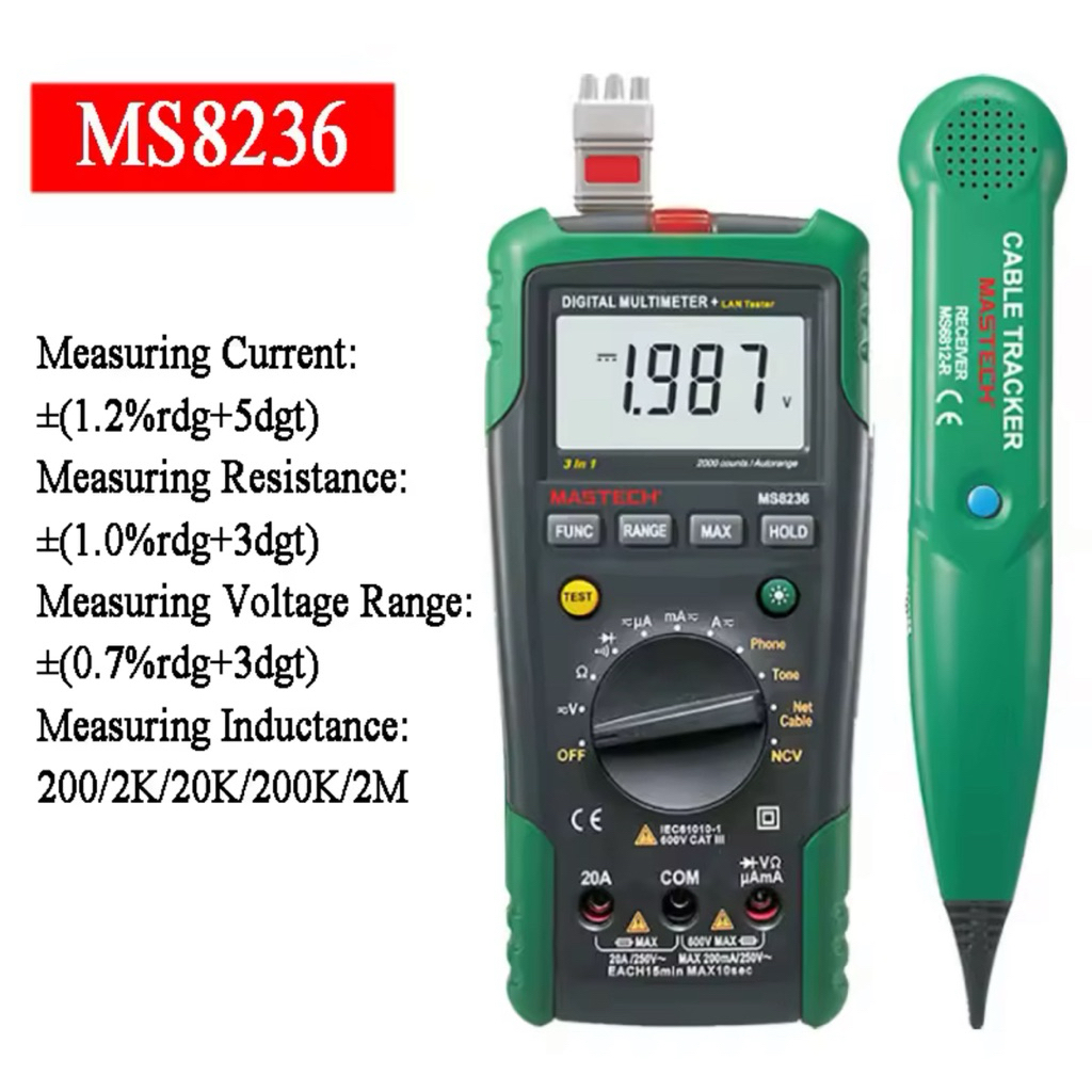 Jual MS8236 Mastech Multimeter LAN Cable Tracker Wire Network Tester ...