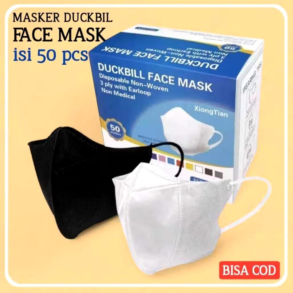 Jual MASKER DUCKBILL PUTIH / HITAM 3D 3 Ply Isi 50 pcs Face Mask ...