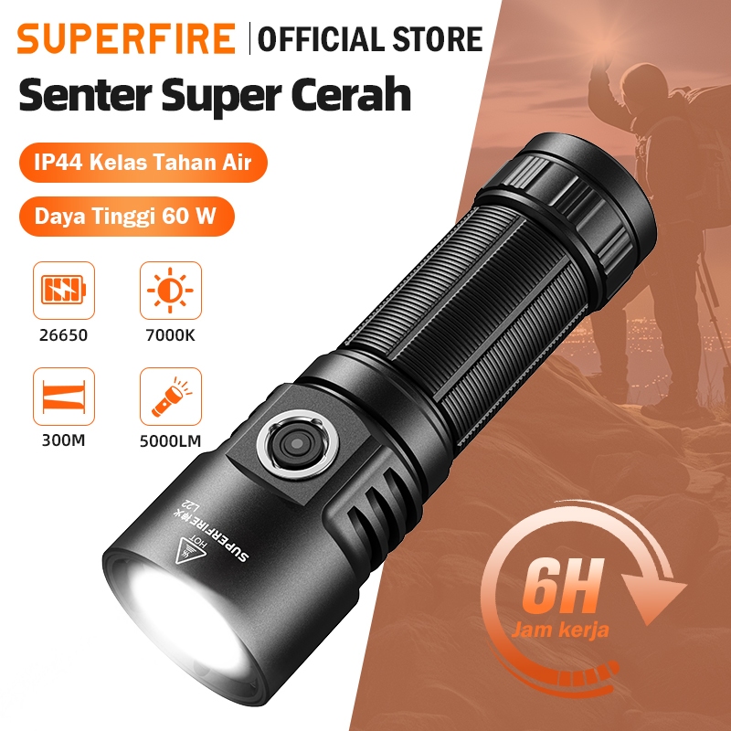 Jual SUPERFIRE L22 60W Senter Super Terang 5000 Lumen - Senter Isi ...
