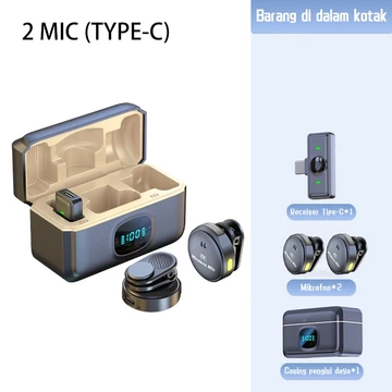 3 IN 1 Lavalier Wireless Microphone Dual Mikrofon Clip On Mic Bluetooth Tanpa Kabel Microphone