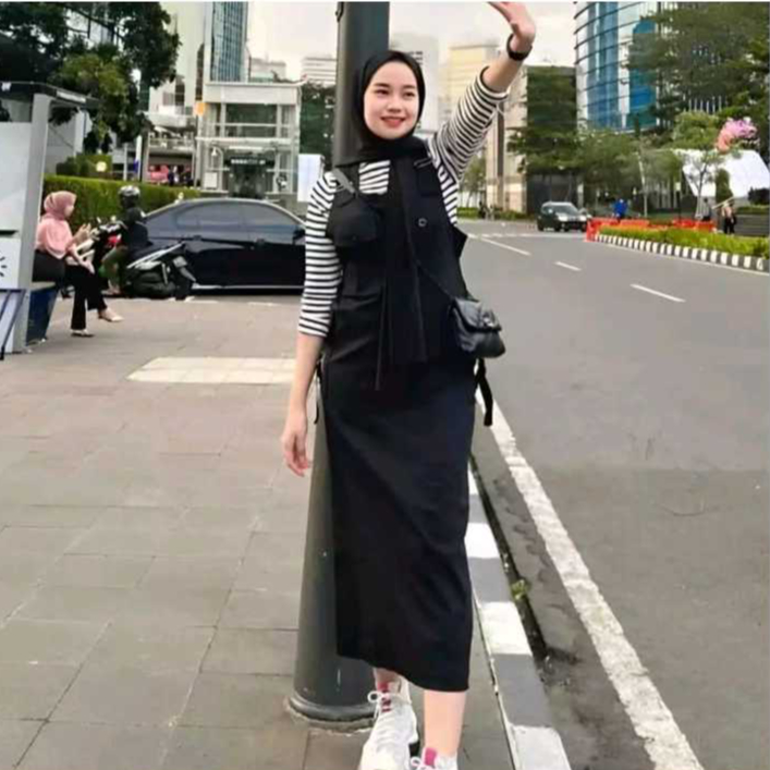 Jual Bella Overall - Overall Rok Cargo Kekinian Korean Style - Jumpsuit ...