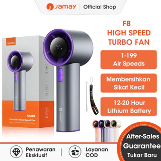Jamay Kipas Angin Portable Mini Kipas Kencang Strong Wind 199 Gear Turbo Fan Digital Display Adjustable Kipas Tangan High-Speed Kipas Portabel Pendinginan Cepat F8