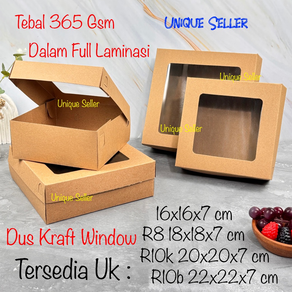 Jual [Isi10] Dus Nasi KRAFT 16x16x7 18x18x7 20x20x7 22x22x7 Jendela ...