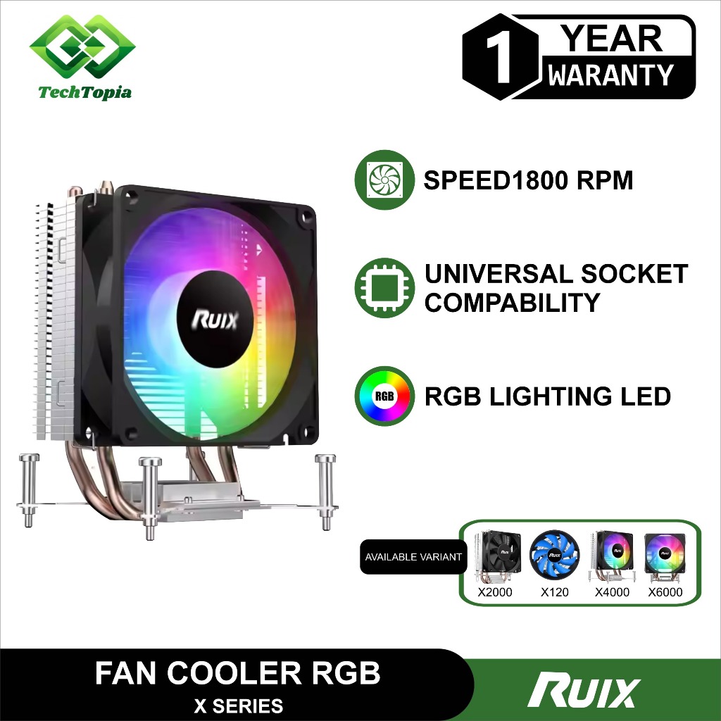 Jual TechTopia Fan CPU Ruix X Series X120-X6000 Cooler Prosesor Gaming ...