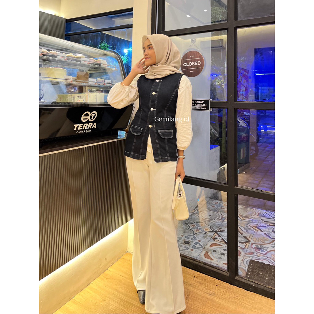 Jual Kyla Vest Jeans - Outer Rompi Denim Berkancing Outfit Konser ...