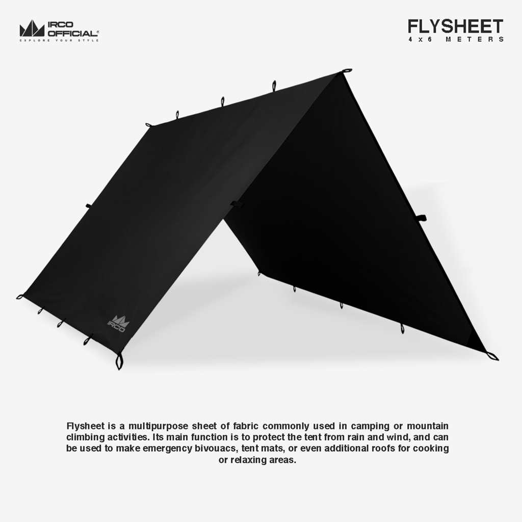 IRCO Flysheet Waterproof 4x6 Meter Cover Tenda 6 8 Orang - Plysheet 4x6m Anti Air - Bivax Camping