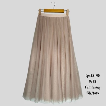 (V F) Rok Plisket Polos Tutu Brokat Rajut Knit Motif Premium Two Tone A Line