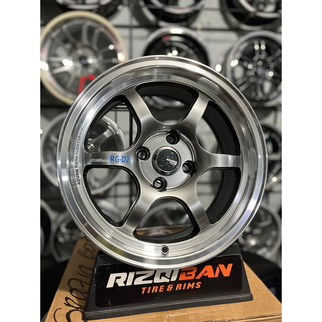 Jual velg advan rg d2 r15 hyper black lip polish lebar 7 et35 kondisi ...