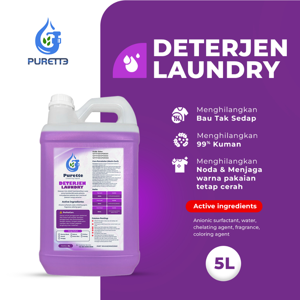 Jual Deterjen Cair Laundry PREMIUM Detergent PURETTE / Liquid Detergent ...