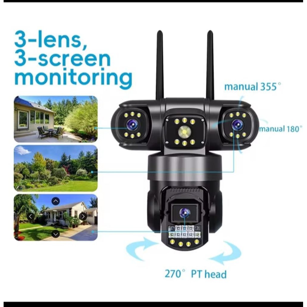 Jual IP CAMERA OUTDOOR TIGA LENSA/ TIGA LAYAR CAMERA SIM-CARD 4G 10X ...