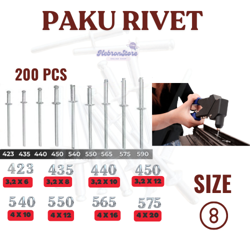 Jual [200 PCS) Nail Rivet Paku Rivet Rivetti 423 Paku Rivet 435 Paku ...