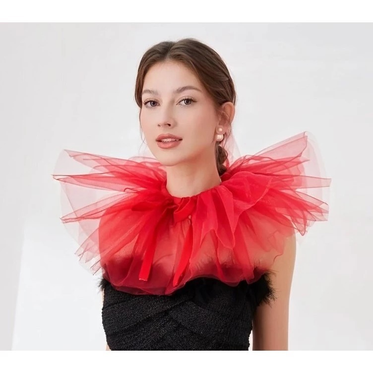 Jual Kerah sirkus badut tulle, kerah Pierrot, ruffle badut tulle, tulle ...