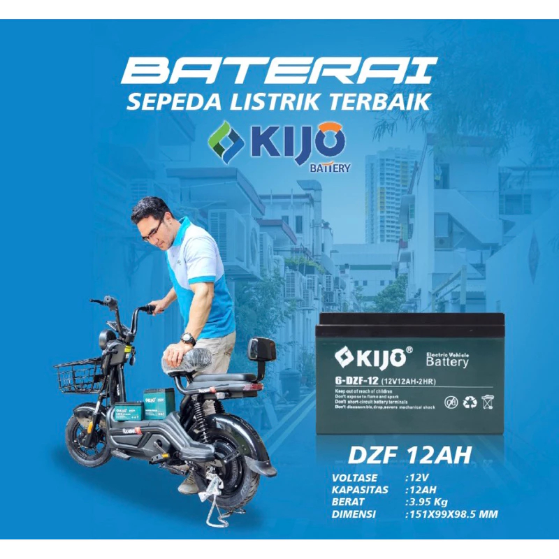 AKI BATERAI MOBIL MOTOR LISTRIK SELIS KIJO EVB 6DZF12 12v 12ah DEEP CYCLE KHUSUS CARGO